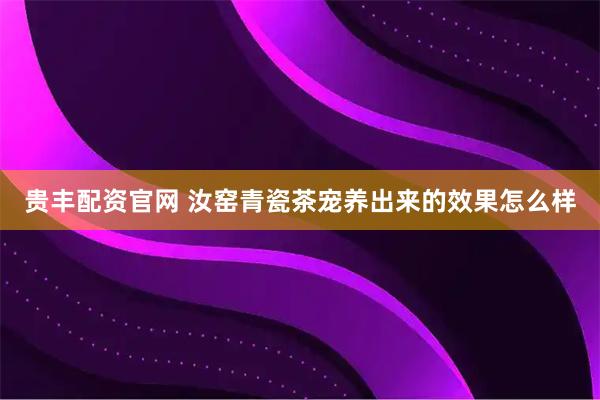 贵丰配资官网 汝窑青瓷茶宠养出来的效果怎么样